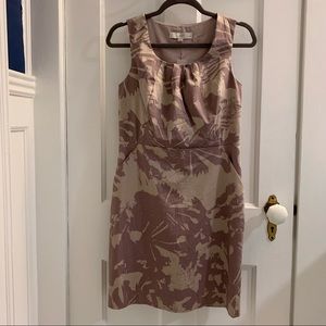NWT - Loft Pleated Neckline Sheath Dress (Mauve/Beige) Size 6P